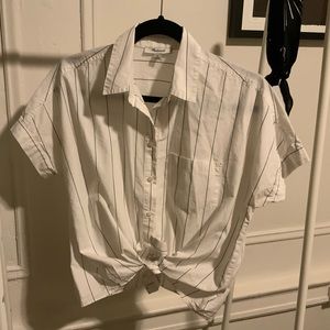 Madewell Short-sleeve Tie-front Shirt Abbi Stripe